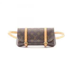 LOUIS VUITTON Authentic Brown Monogram Leather Pochette Fanny Pack